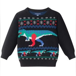 Andy and Evan Boy’s Dinosaur Pattern Sweater - Black